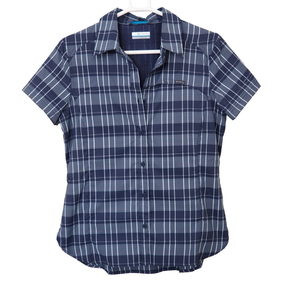Columbia Omni Shade Plaid Button Front Short Sleeve Shirt